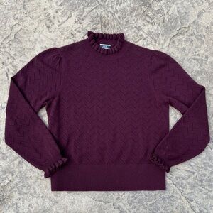 J. Crew Women’s 100% Cashmere Burgundy Turtleneck Sweater, L